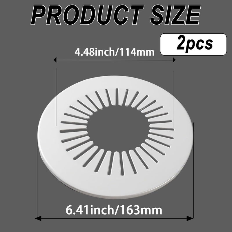 CAcoverVA Flange Pipe Cover Decoration, 3.54 to 4.49 in (90-114mm) PP Plastic Escutcheon Collar Water Pipe Drain Line Cover, Plumbing Cover Plates for Wall Tube Decor, White, 2 Pieces - Image 2